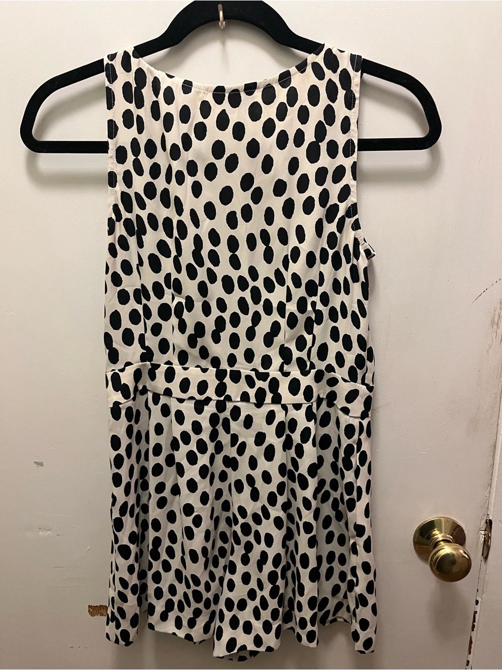 Black and White Polka Dot Sleeveless Romper